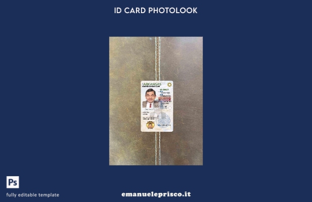 Carta d'identità USA Arkansas in stile verificato sotto il modello FRONTALE phot